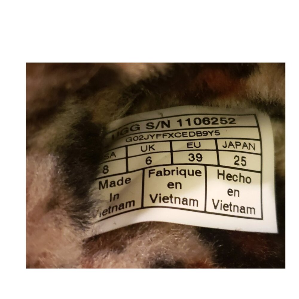 UGG Fluff Yeah Leopard Sling Back Slippers Lamb Fur Throughout Size-8 - Picture 3 of 9